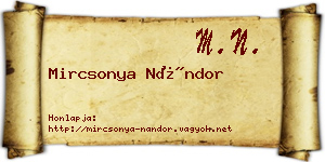 Mircsonya Nándor névjegykártya